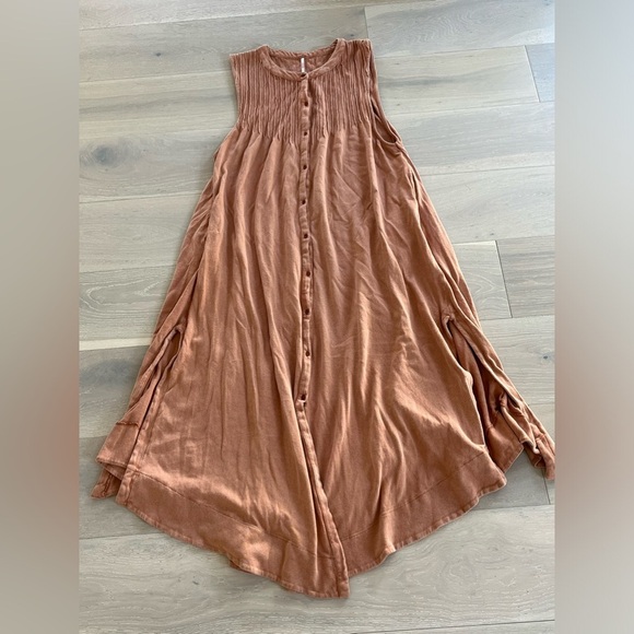 Free People Pintucked Knit Midi Dress sz Medium M - Picture 6 of 11